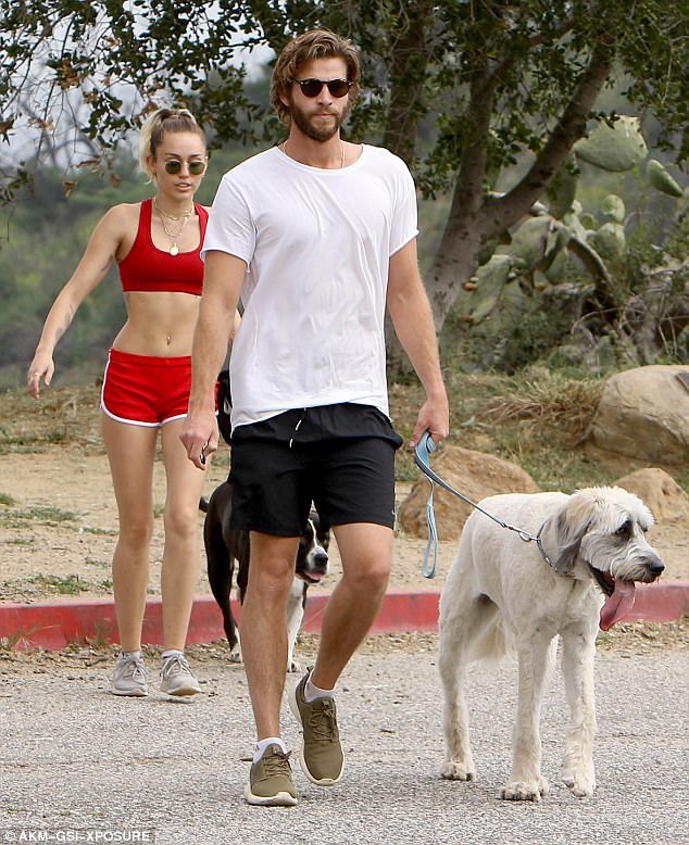  Miley Cyrus và bạn trai Liam Hemsworth nổi bật khi đi tập thể dục ngày 9/4 vừa qua tại Los Angeles 