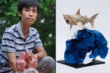 Hùng Cường và một số tác phẩm origami đáng chú ý.