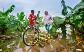 Hà Nội: Bé trai 15 tuổi đóng bè chuối đưa mẹ và chị đi chợ hàng ngày