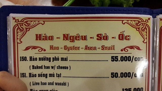 Hay menu đồ hải sản theo phong cách Việt - Anh phối kết hợp.