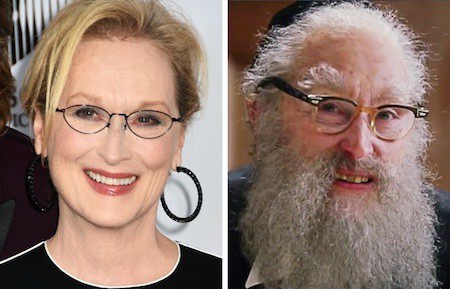 Tham gia bộ phim “Angels in America” (Những thiên thần của nước Mỹ) nhưng Meryl Streep lại chẳng được hoá trang cho xinh đẹp, lộng lẫy mà còn trở nên râu tóc bạc phơ như thế này