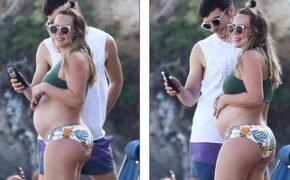 Hilary Duff khoe bụng bầu với bikini