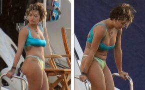 Rita Ora lộ dáng đầy đặn trên biển