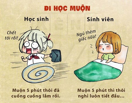 Học sinh ngủ ở nhà và học ở lớp, còn sinh viên thì ngủ ở cả hai nơi