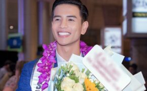 Tân Nam vương Quốc tế Trịnh Bảo được dàn mỹ nam, mỹ nữ đón khi về nước