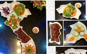 Mâm cơm đẹp mắt hình chữ S chào mừng Quốc khánh