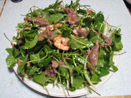 Rau má trộn thịt bò xào