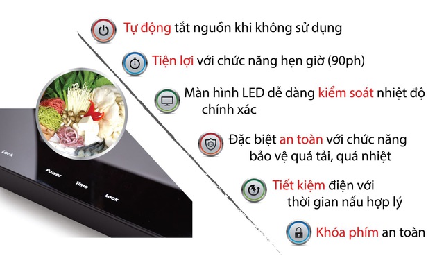 Bếp từ Elmich được thiết kế nhiều chức năng thông minh, tiện dụng.