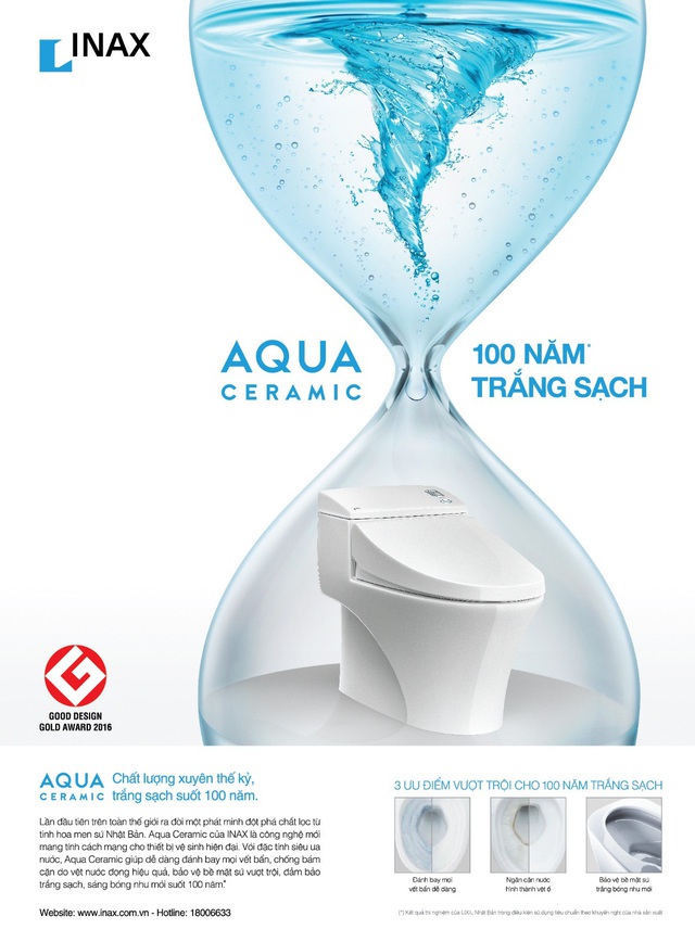 “100 năm trắng sạch” với công nghệ AQUA Ceramic đột phá của INAX