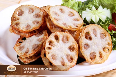 Củ sen kẹp thịt chiên