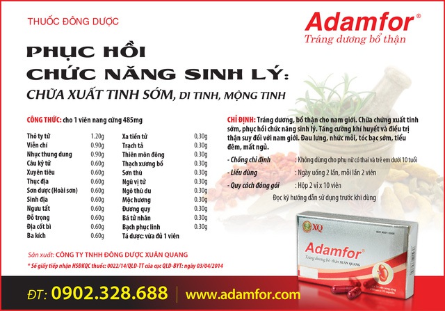  Để biết thêm thông tin về thuốc, vui lòng tham khảo website www.adamfor.com 