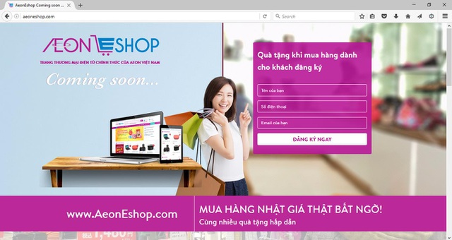 Trang thương mại trực tuyến của Aeon sẽ chính thức ra mắt vào 1/1/2017 (www.AeonEshop.com)