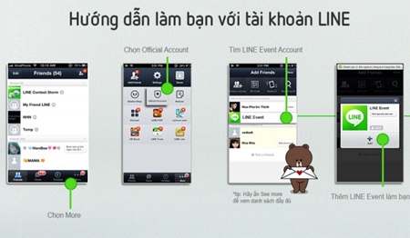 Bước 2 – Vào Official Account – Thêm tài khoản LINE Event vào Danh sách bạn bè