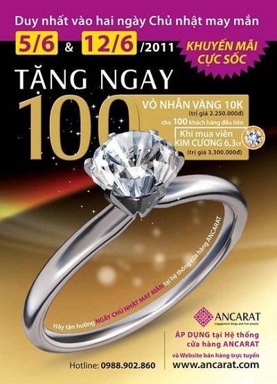 Ancarat tặng miễn phí 100 vỏ nhẫn kim cương - 1