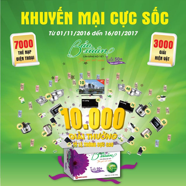 10.000 giải thưởng đang chờ đón quý khách hàng Bảo Xuân 50+