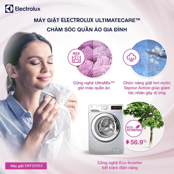 Máy giặt Electrolux chăm sóc quần áo, giúp việc giặt giũ nhẹ nhàng hơn.