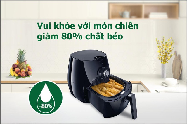 Nồi chiên không dầu từ Philips là giải pháp hoàn hảo cho các món chiên rán ngày Tết khi giảm đến 80% lượng chất béo.