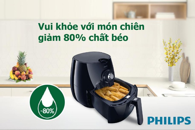 Với nồi chiên không dầu Philips, cả nhà thoải mái tận hưởng những món chiên rán mà không lo béo ngấy.