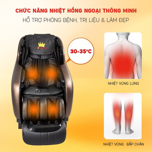 Ghế massage Kingsport ứng dụng công nghệ nhiệt hồng ngoại hiện đại