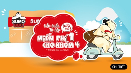 Đầu tuần tụ tập, miễn phí 1 cho nhóm 4 tại SumoBBQ